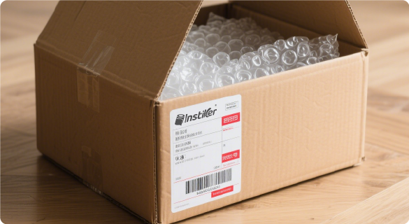Self-adhesive label on express box